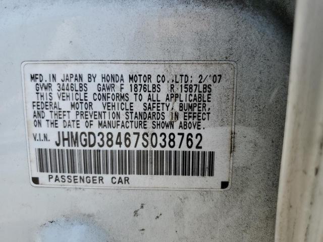 Photo 10 from auction – 2007 HONDA FIT with VIN JHMGD38467S038762