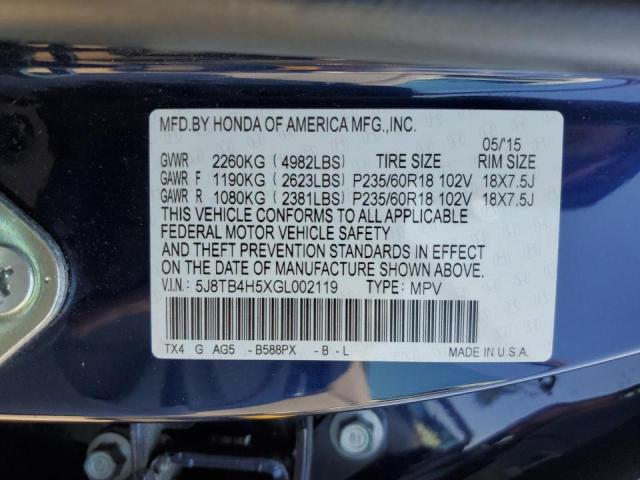 Photo 10 from auction – 2016 ACURA RDX TECHNO with VIN 5J8TB4H5XGL002119