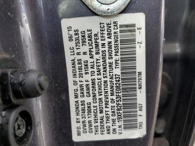 Photo 10 from auction – 2015 HONDA CIVIC LX with VIN 19XFB2F53FE082437