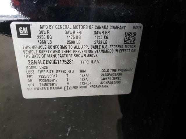 Photo 10 from auction – 2016 CHEVROLET EQUINOX LT with VIN 2GNALCEK0G1175281