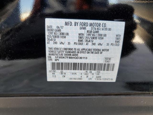 Photo 10 from auction – 2017 FORD EXPLORER L with VIN 1FM5K7F88HGD36113