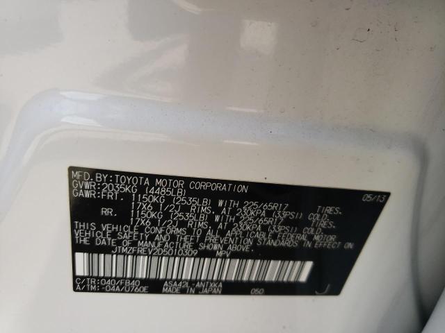 Photo 10 from auction – 2013 TOYOTA RAV4 LE with VIN JTMZFREV2D5010309