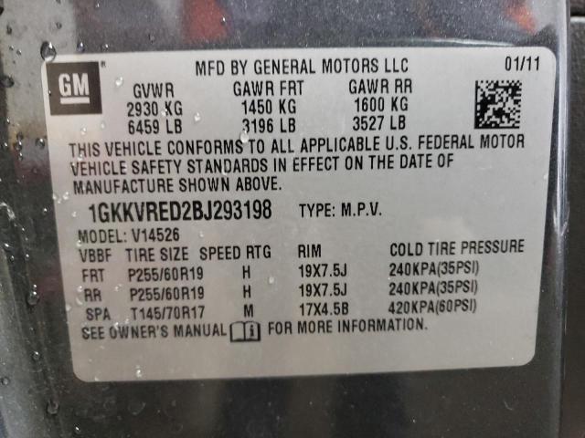 Photo 10 from auction – 2011 GMC ACADIA SLT with VIN 1GKKVRED2BJ293198