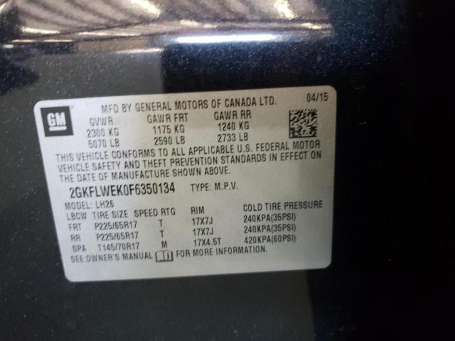 Photo 10 from auction – 2015 GMC TERRAIN SL with VIN 2GKFLWEK0F6350134