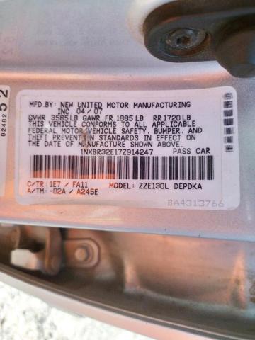 Photo 10 from auction – 2007 TOYOTA COROLLA CE with VIN 1NXBR32E17Z914247