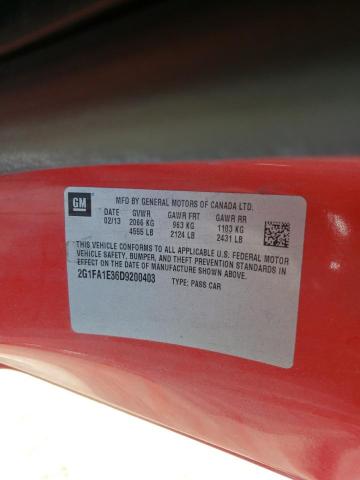 Photo 10 from auction – 2013 CHEVROLET CAMARO LS with VIN 2G1FA1E36D9200403