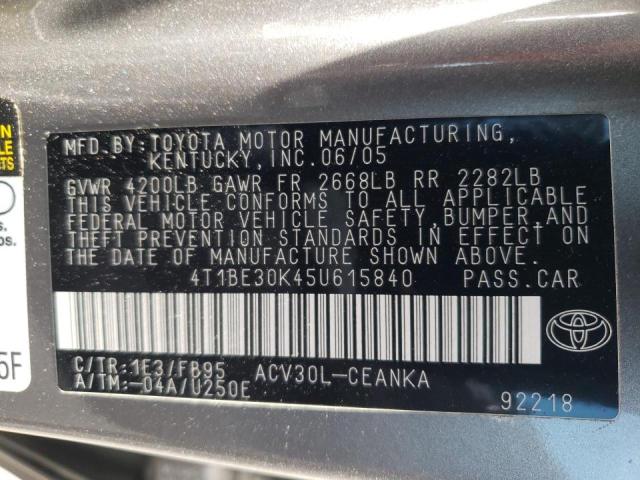 Photo 10 from auction – 2005 TOYOTA CAMRY LE with VIN 4T1BE30K45U615840