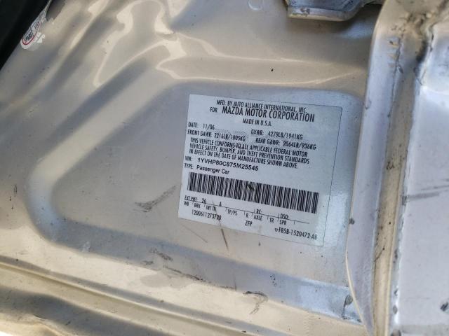 Photo 10 from auction – 2007 MAZDA 6 I with VIN 1YVHP80C875M25545