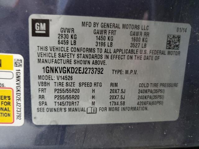 Photo 10 from auction – 2014 CHEVROLET TRAVERSE L with VIN 1GNKVGKD2EJ273792