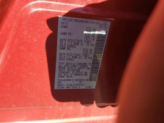Photo 10 from auction – 2015 NISSAN PATHFINDER with VIN 5N1AR2MM4FC689028