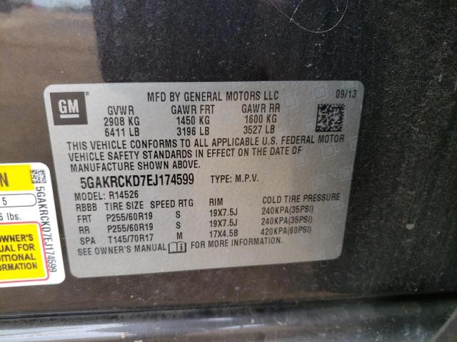 Photo 10 from auction – 2014 BUICK ENCLAVE with VIN 5GAKRCKD7EJ174599