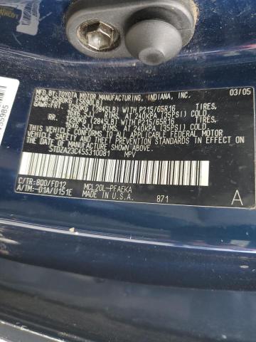 Photo 10 from auction – 2005 TOYOTA SIENNA CE with VIN 5TDZA23C45S310081