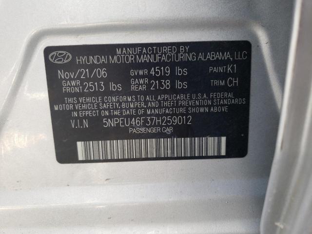 Photo 10 from auction – 2007 HYUNDAI SONATA SE with VIN 5NPEU46F37H259012