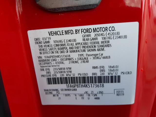 Photo 10 from auction – 2019 FORD MUSTANG with VIN 1FA6P8TH4K5173618