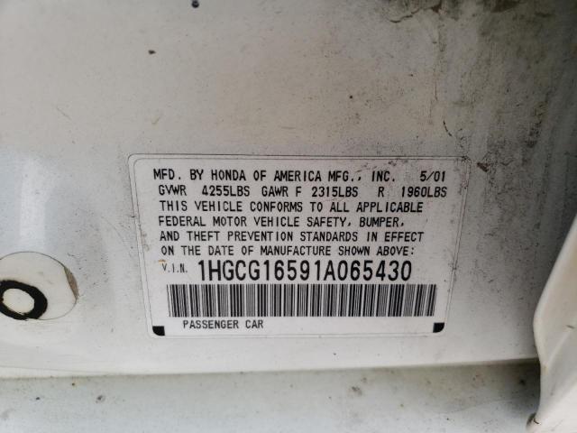 Photo 10 from auction – 2001 HONDA ACCORD with VIN 1HGCG16591A065430