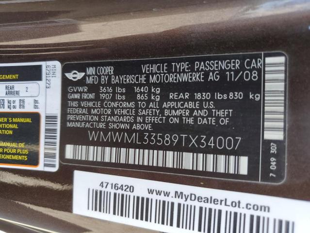 Photo 10 from auction – 2009 MINI COOPER CLU with VIN WMWML33589TX34007