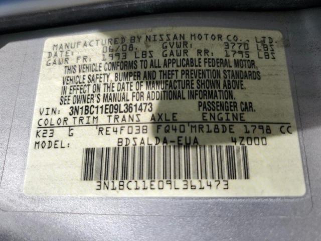 Photo 10 from auction – 2009 NISSAN VERSA S with VIN 3N1BC11E09L361473
