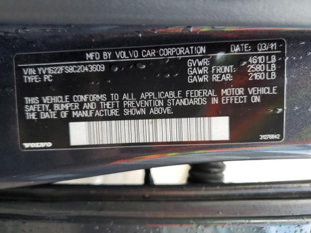 Photo 10 from auction – 2012 VOLVO S60 T5 with VIN YV1622FS8C2043609