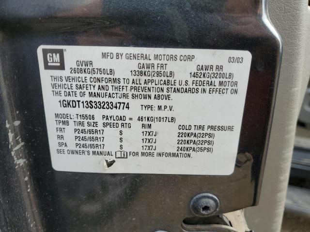 Photo 10 from auction – 2003 GMC ENVOY with VIN 1GKDT13S332334774