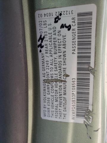 Photo 10 from auction – 2003 VOLKSWAGEN PASSAT GLS with VIN WVWPD63B33P108563