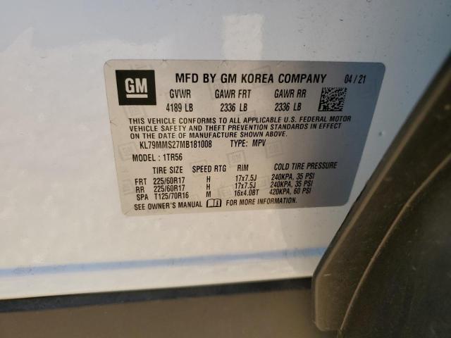 Photo 10 from auction – 2021 CHEVROLET TRAILBLAZE with VIN KL79MMS27MB181008