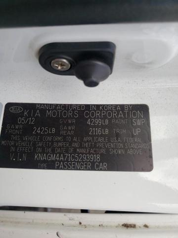 Photo 10 from auction – 2012 KIA OPTIMA LX with VIN KNAGM4A71C5293918