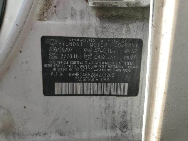 Photo 10 from auction – 2008 HYUNDAI AZERA SE with VIN KMHFC46F28A277206