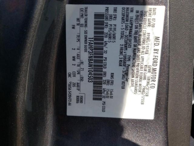 Photo 10 from auction – 2010 FORD FOCUS SE with VIN 1FAHP3FN8AW104503