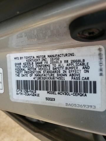 Photo 10 from auction – 2003 TOYOTA CAMRY LE with VIN 4T1BE32KX3U674501