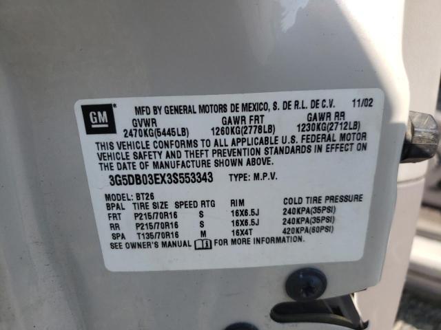 Photo 10 from auction – 2003 BUICK RENDEZVOUS with VIN 3G5DB03EX3S553343