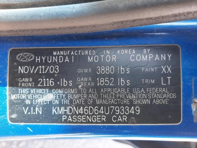 Photo 10 from auction – 2004 HYUNDAI UK with VIN KMHDN46D64U793349