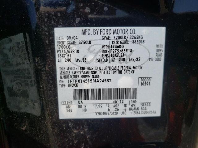 Photo 10 from auction – 2005 FORD F150 with VIN 1FTPX14515NA24582