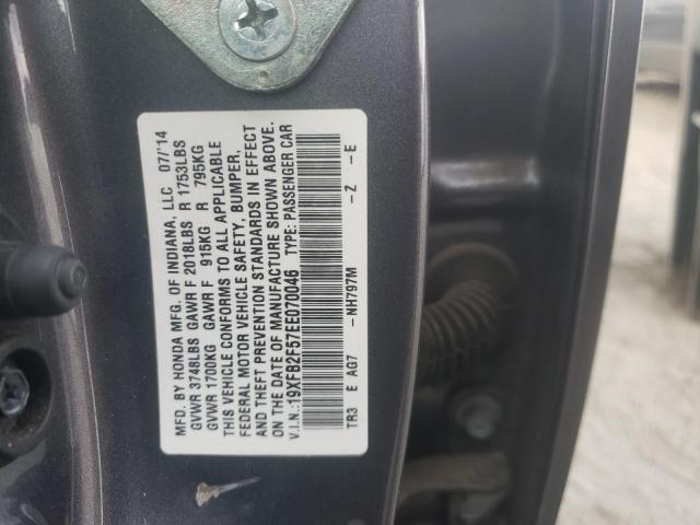 Photo 10 from auction – 2014 HONDA CIVIC LX with VIN 19XFB2F57EE070046
