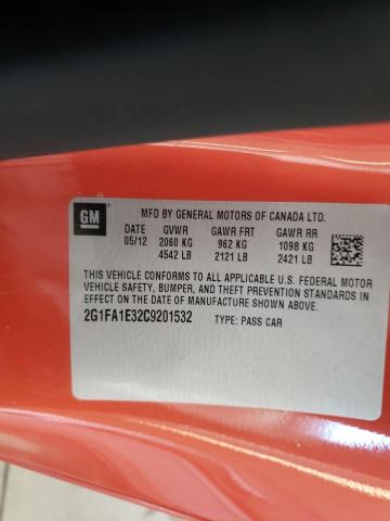 Photo 10 from auction – 2012 CHEVROLET CAMARO LS with VIN 2G1FA1E32C9201532