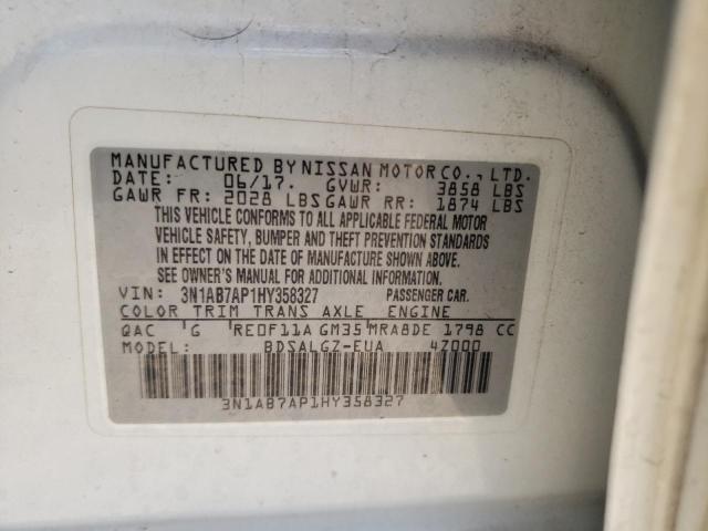 Photo 10 from auction – 2017 NISSAN SENTRA S with VIN 3N1AB7AP1HY358327