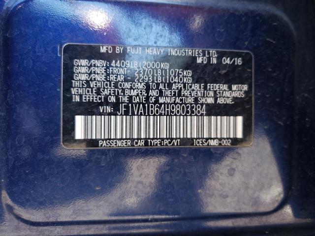 Photo 10 from auction – 2017 SUBARU WRX with VIN JF1VA1B64H9803384