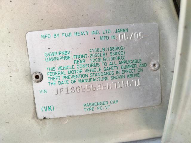 Photo 10 from auction – 2006 SUBARU FORESTER 2 with VIN JF1SG65636H716671