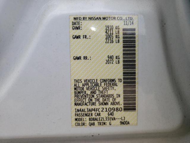 Photo 10 from auction – 2015 NISSAN ALTIMA 2.5 with VIN 1N4AL3AP4FC210980