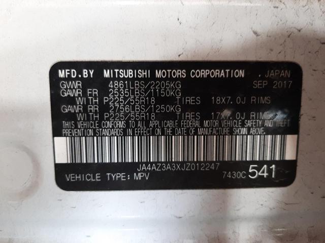 Photo 10 from auction – 2018 MITSUBISHI OUTLANDER with VIN JA4AZ3A3XJZ012247