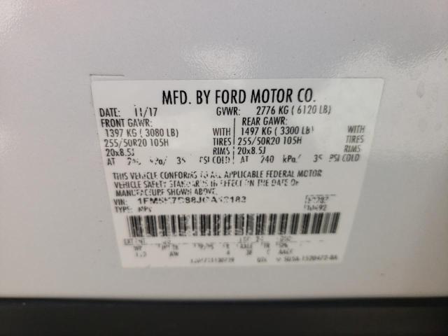 Zdjęcie 10 z aukcji – 2018 FORD EXPLORER X z VIN 1FM5K7D88JGA12183