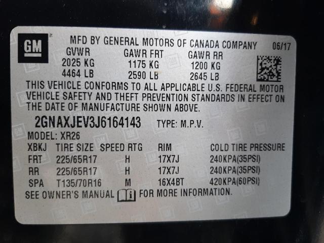 Photo 10 from auction – 2018 CHEVROLET EQUINOX LT with VIN 2GNAXJEV3J6164143