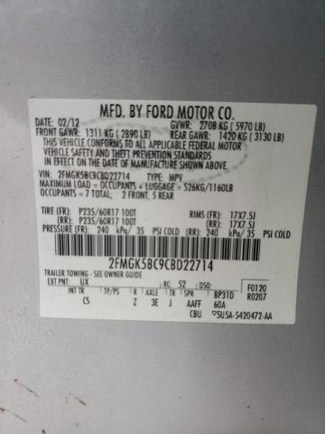 Photo 10 from auction – 2012 FORD FLEX SE with VIN 2FMGK5BC9CBD22714