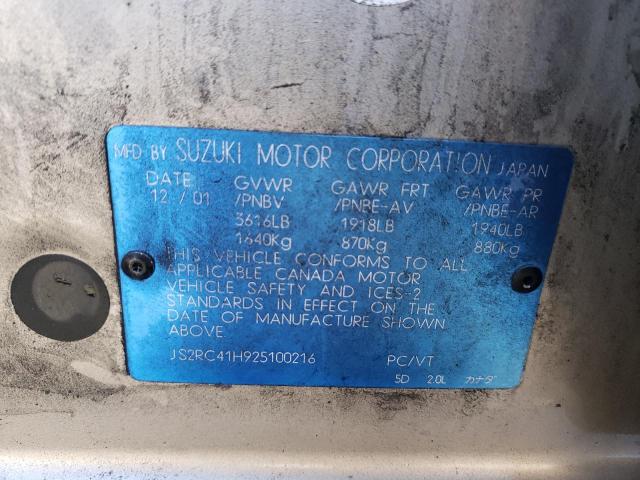 Photo 10 from auction – 2002 SUZUKI AERIO SX with VIN JS2RC41H925100216