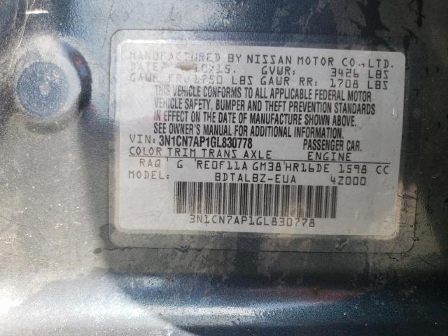 Photo 10 from auction – 2016 NISSAN VERSA SV with VIN 3N1CN7AP1GL830778