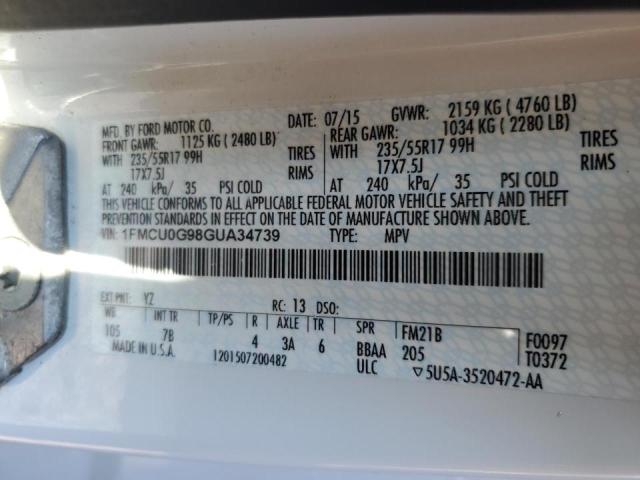 Photo 10 from auction – 2016 FORD ESCAPE SE with VIN 1FMCU0G98GUA34739
