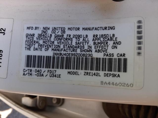 Photo 10 from auction – 2009 TOYOTA COROLLA BA with VIN 1NXBU40E99Z008230