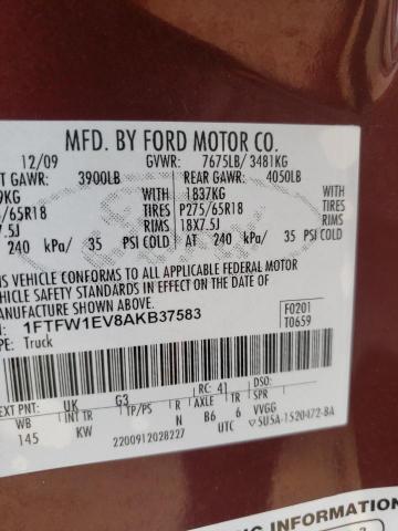 صورة رقم 10 من المزاد - 2010 FORD F150 SUPER مع VIN 1FTFW1EV8AKB37583