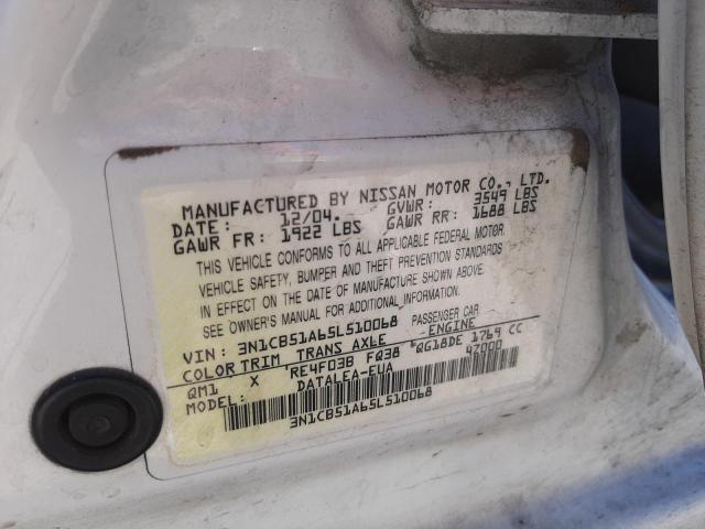 Photo 10 from auction – 2005 NISSAN SENTRA with VIN 3N1CB51A65L510068
