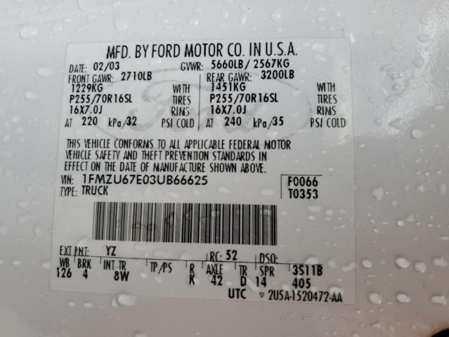 Photo 10 from auction – 2003 FORD EXPLORER S with VIN 1FMZU67E03UB66625