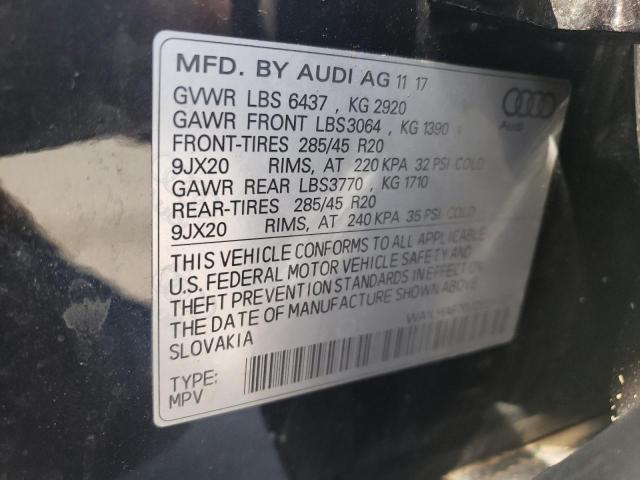 Photo 10 from auction – 2018 AUDI Q7 PREMIUM with VIN WA1LHAF70JD024707